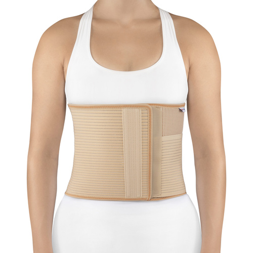 Orliman abdominal back support for stomies with orifice for stoma