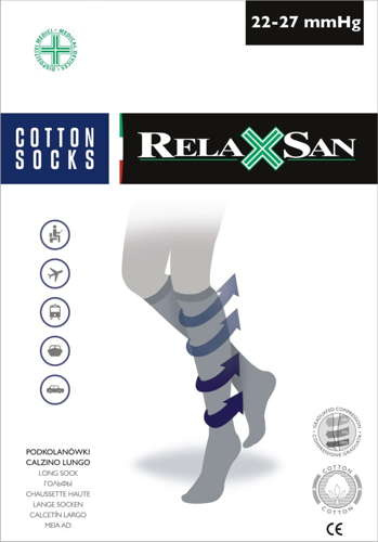 Unisex cotton support socks  (pressure of 22-27 mmHg at the ankle) Relaxsan