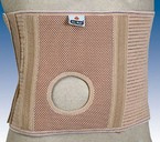 Orliman abdominal back support for stomies with orifice for stoma