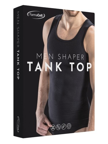 Tank for men in elasticized cotton with powerful girdle to reduce and shape the waistline FarmaCell Shape