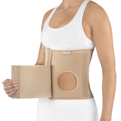 Orliman abdominal back support for stomies with orifice for stoma