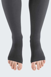 Short below knee compression stockings with open toe CCL1 anthracite mediven elegance