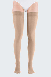 Thigh length compression stocking CCL1 mediven elegance, normal length, closed toe, beige colour, extra wide top band